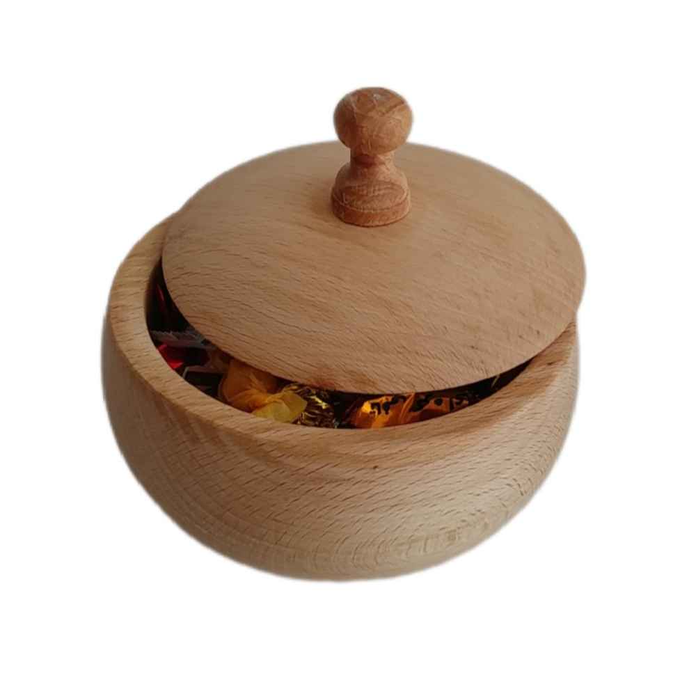 手工木制带盖糖罐 — 乡村风格 Rush