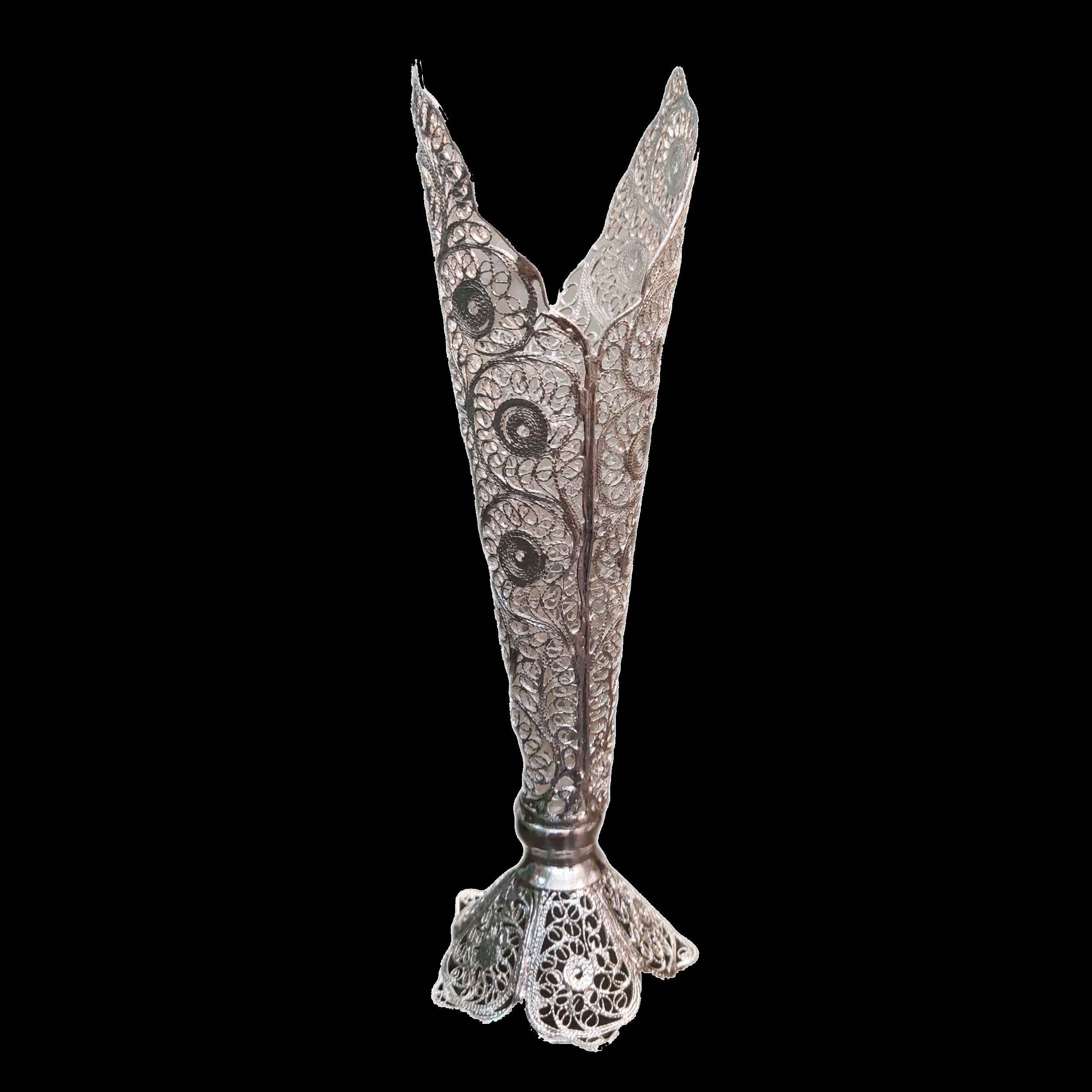 装饰波斯镂空银色涂层喇叭花瓶 Moshaki（莫沙基）