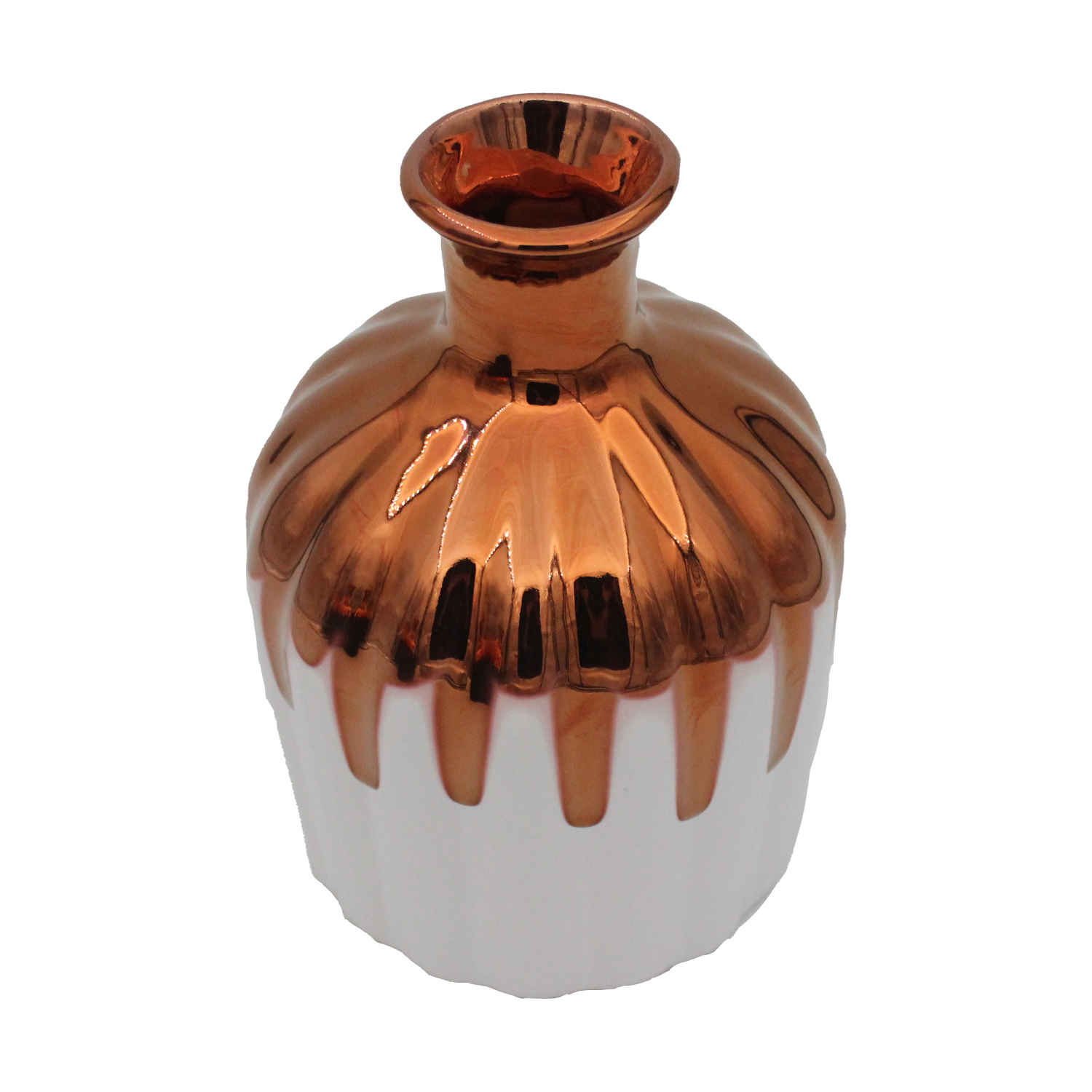 手工装饰单枝陶瓷花瓶 – 棕色滴釉设计