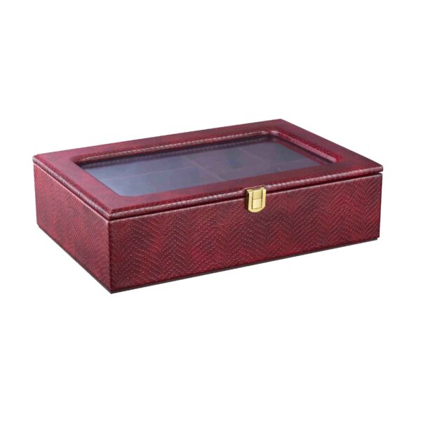皮革手表盒 – 配太阳镜格与绒面内衬