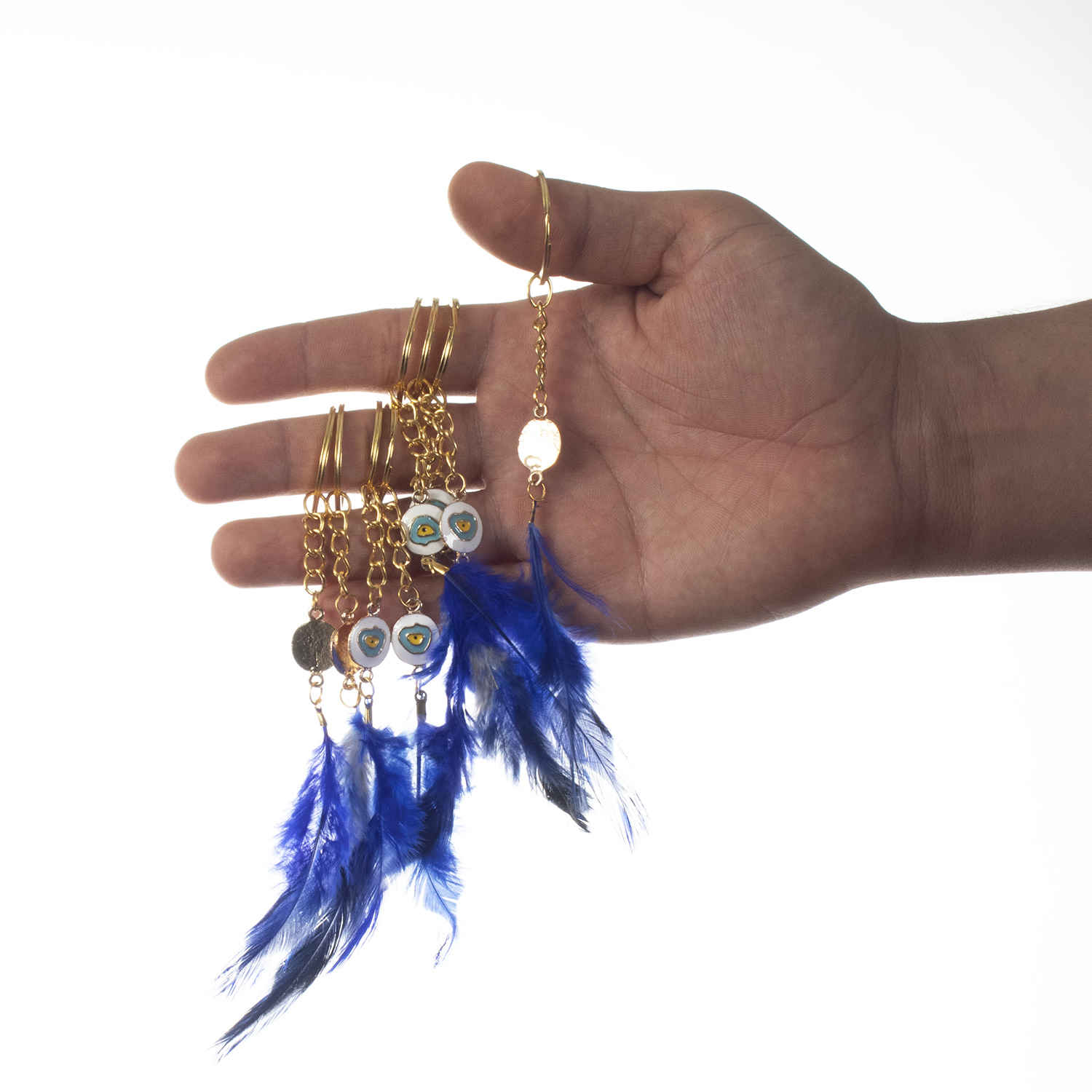 金属羽毛钥匙扣 – 邪眼风格