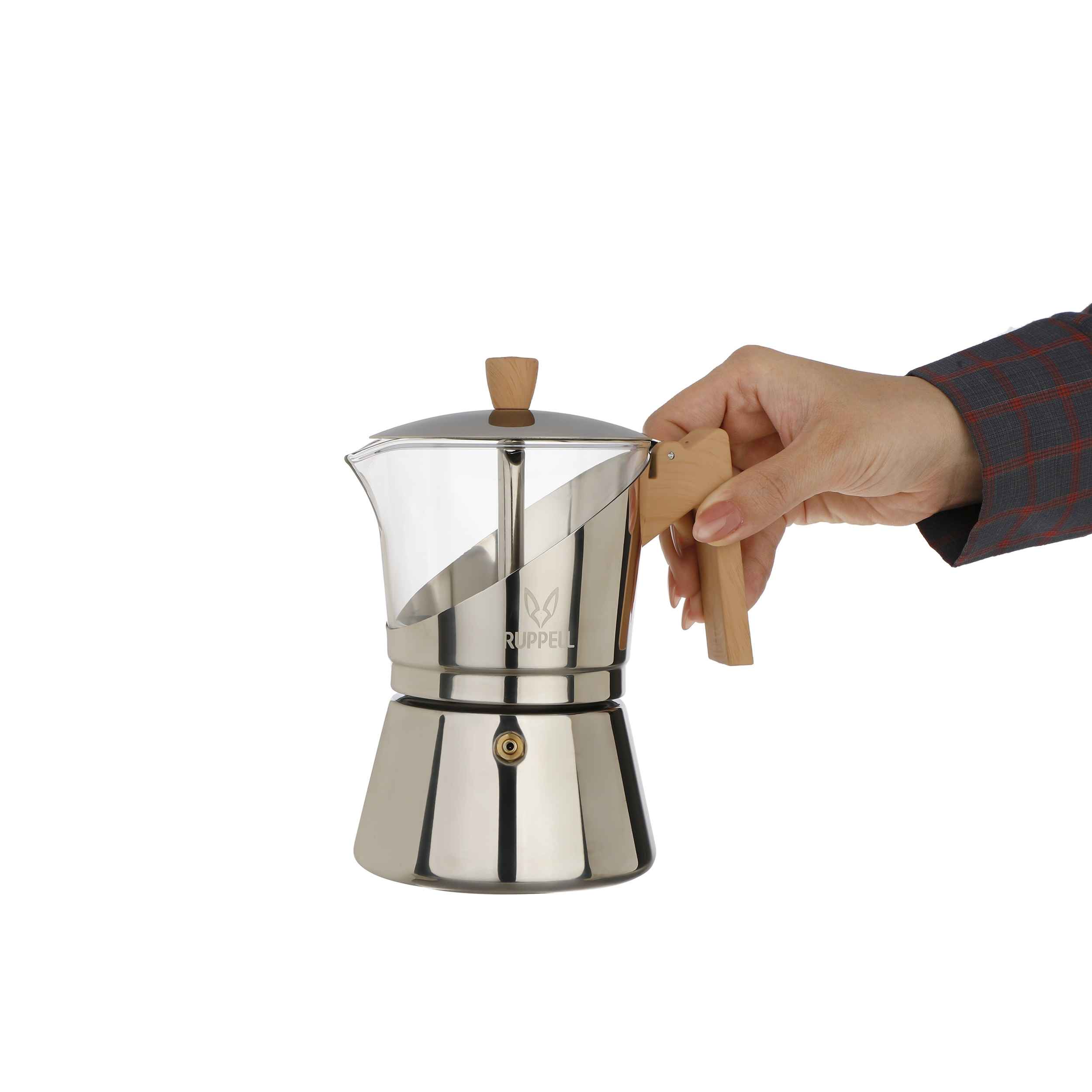 摩卡壶炉灶浓缩咖啡壶 – 经典意式咖啡壶6杯容量Rupple