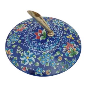 珐琅优雅 – 波斯铜制笔筒，蓝色花卉 Minakari