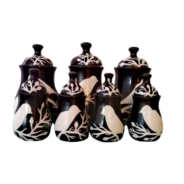 瓷器储物罐 – 时尚收纳咖啡、茶等用品，鸟型（7个装）