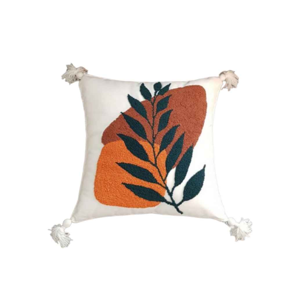 打结绣靠垫套 – 抽象设计刺绣