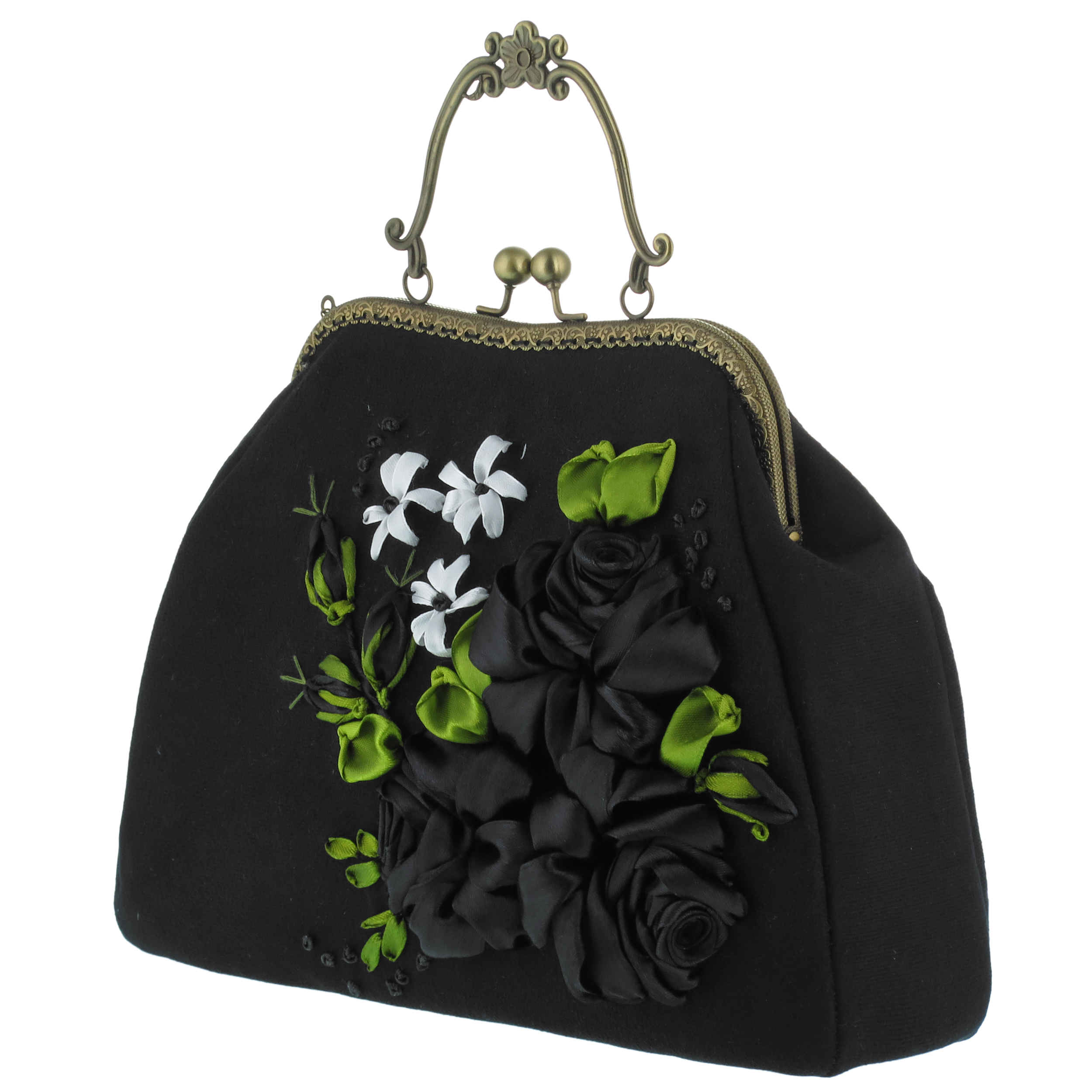 缎带刺绣手拿包 – 天鹅绒材质，Malih 设计