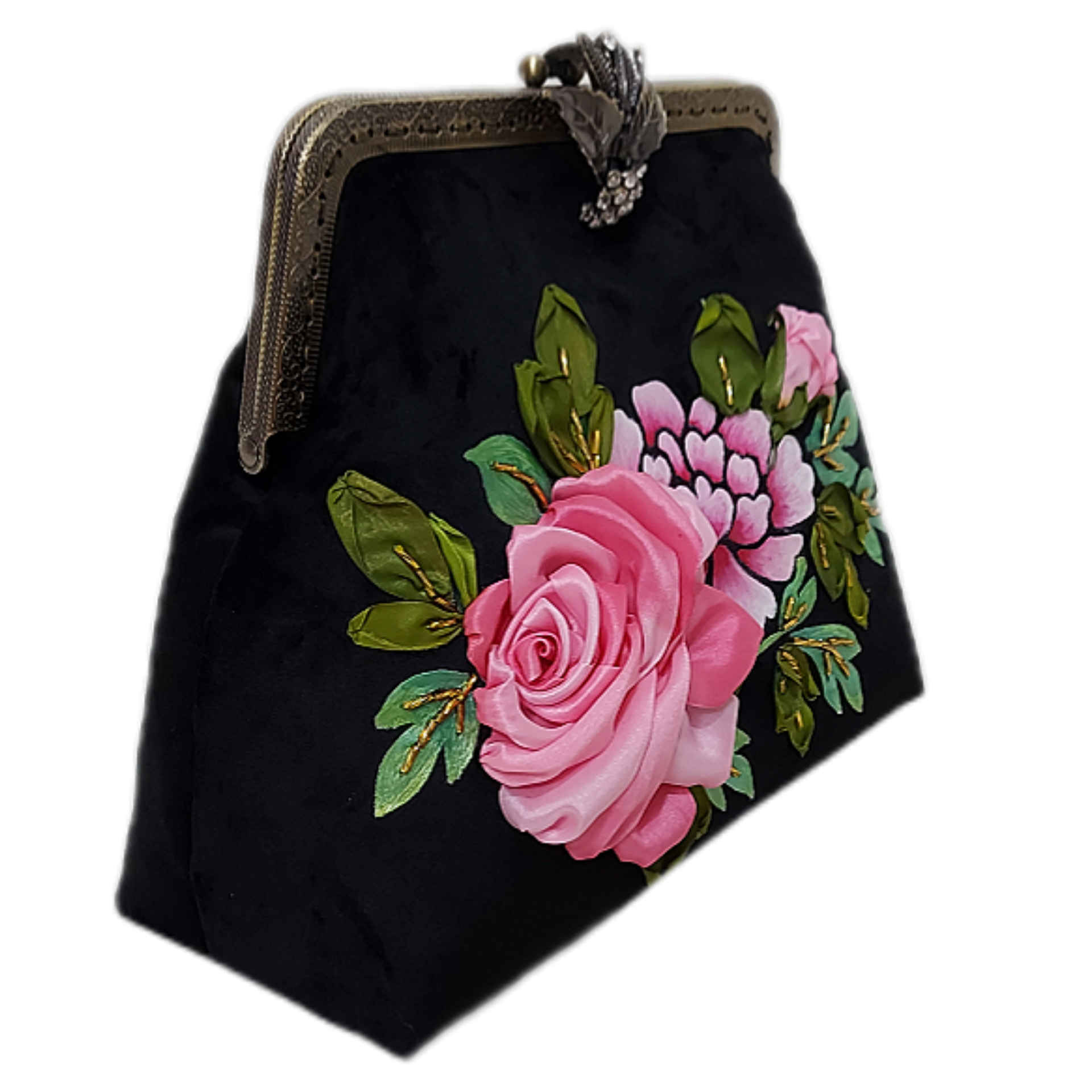 缎带刺绣手拿包 – 天鹅绒材质,Navazesh 设计