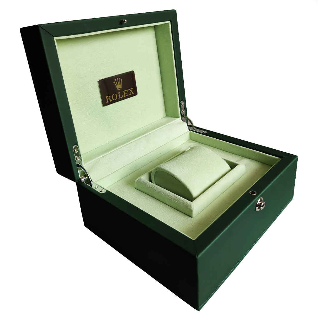Rolex 木质手表盒 – 合成皮革盖,单槽