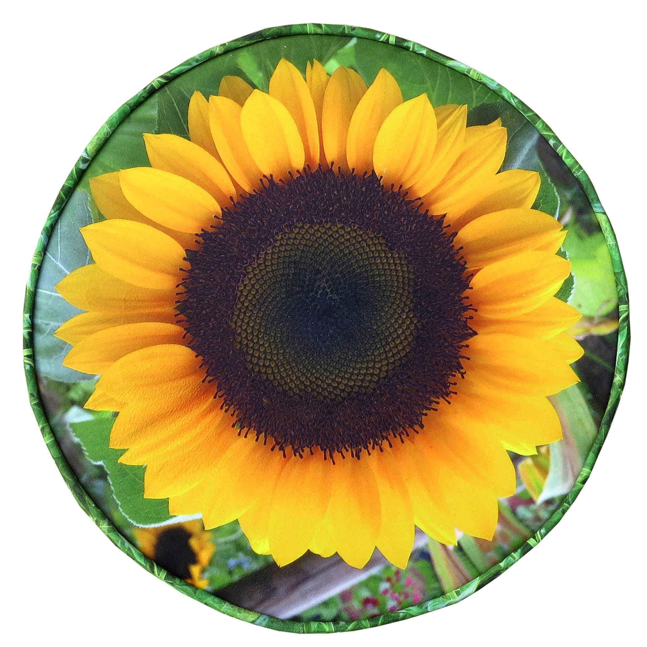 向日葵款天鹅绒圆凳，木质脚架