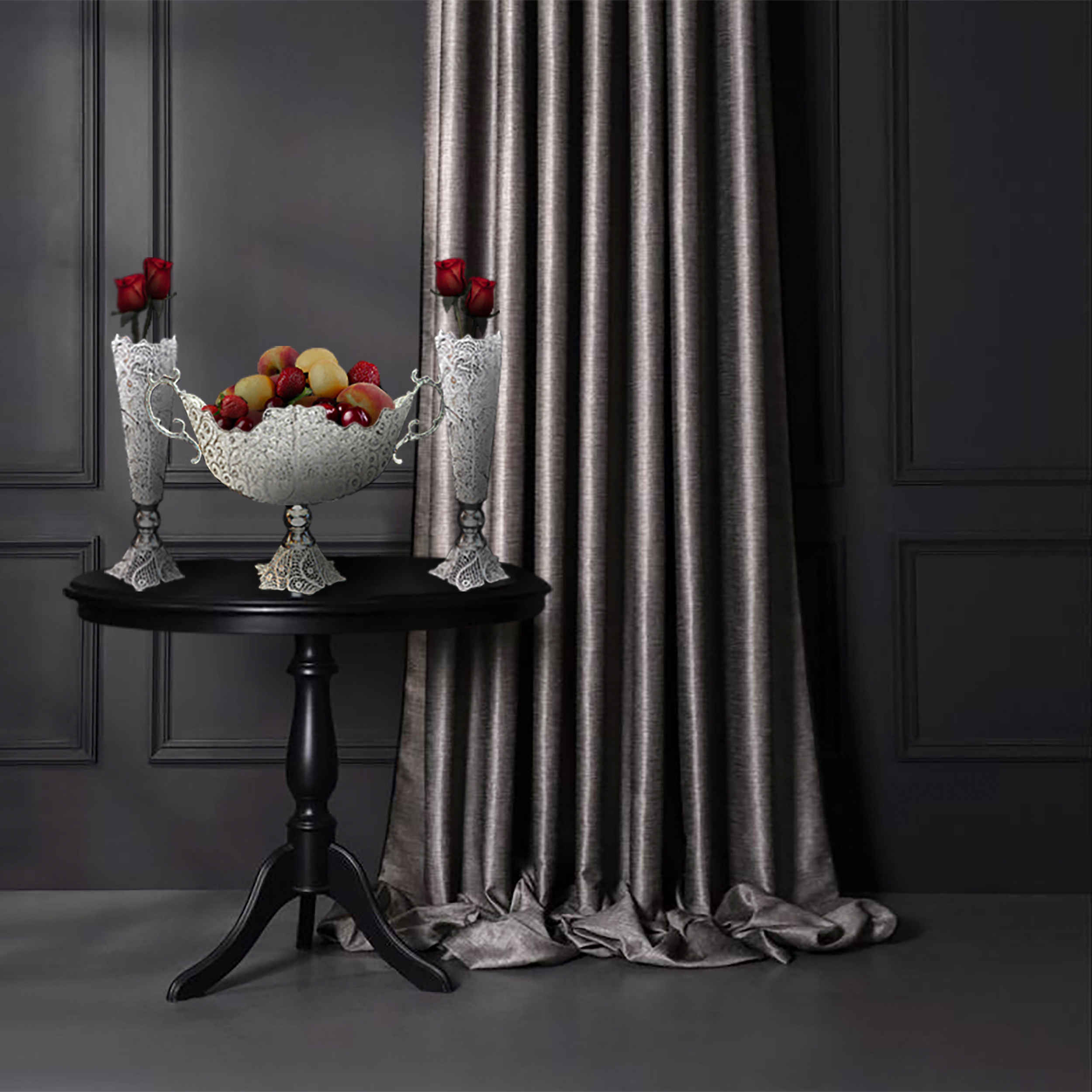 3件套装饰波斯镂空银色涂层花瓶与碗