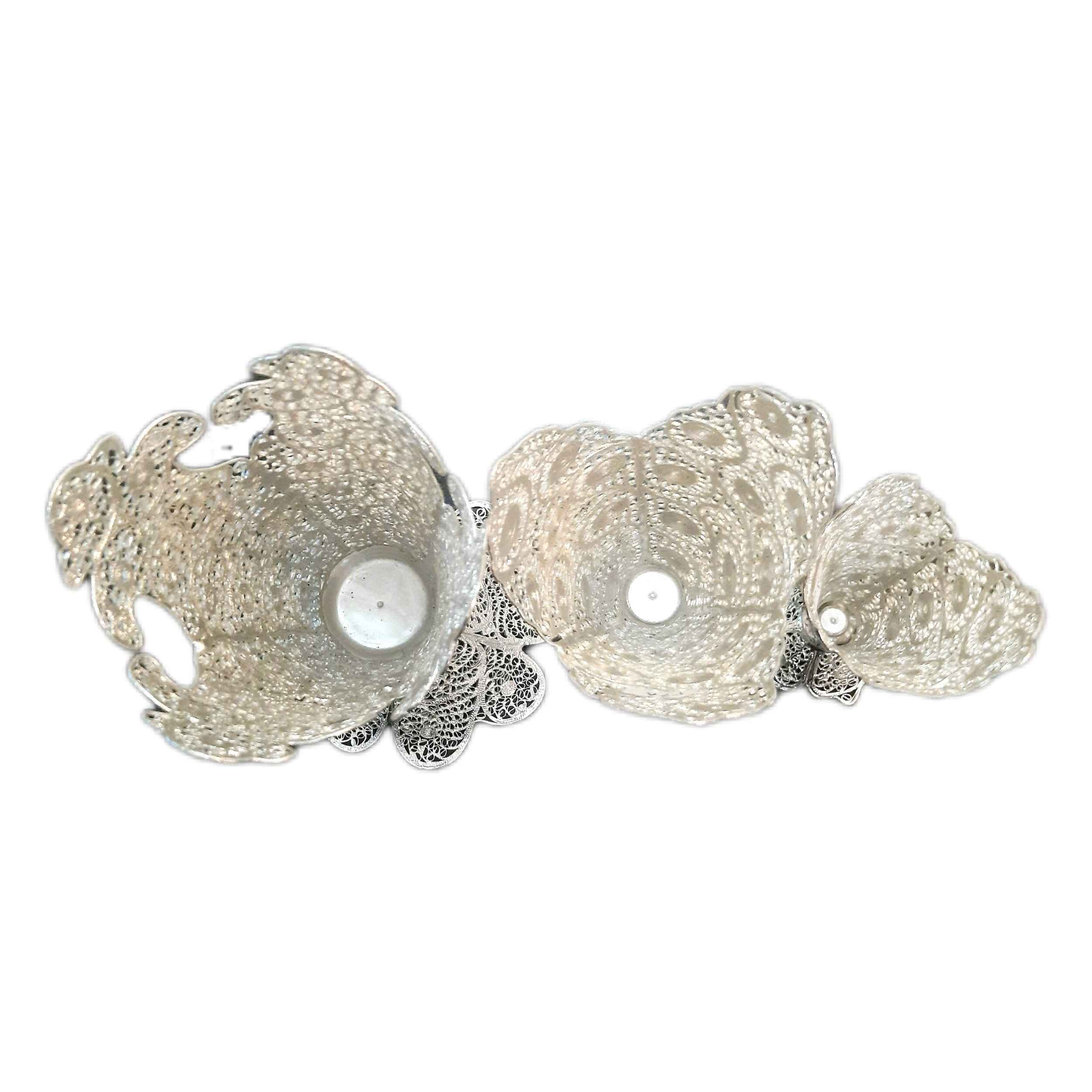 装饰波斯镂空银色涂层喇叭花瓶 Shima（希玛） – 3件套