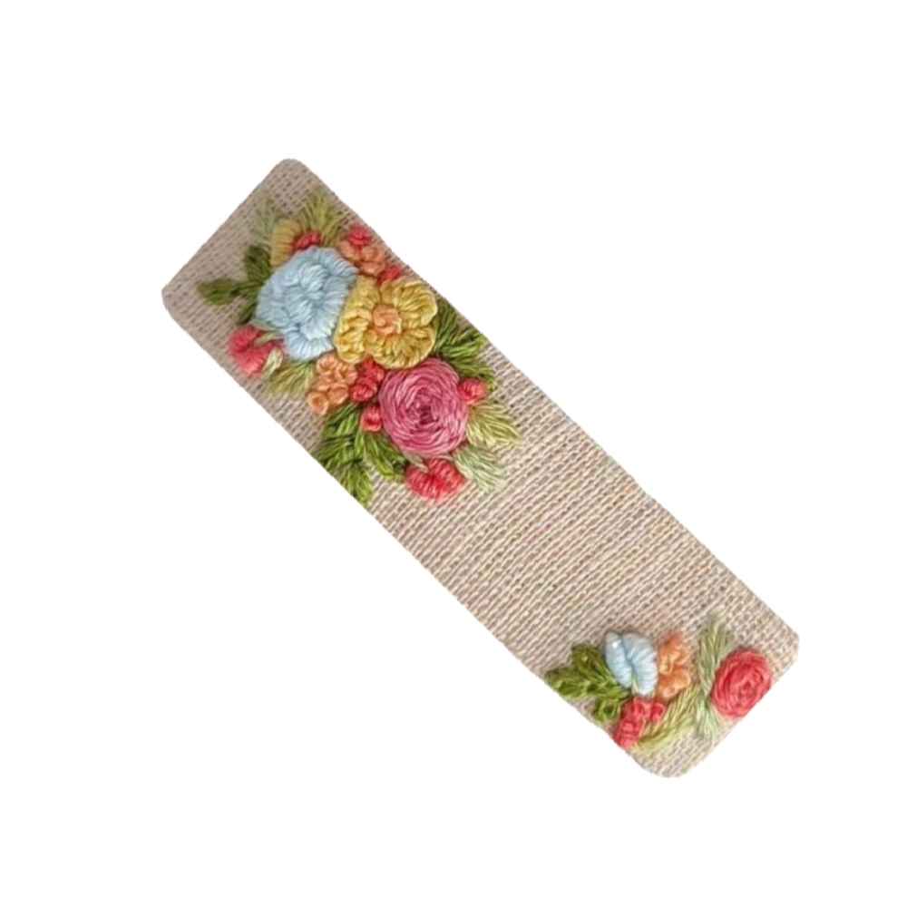 卡子发夹 长方形 花朵图案（2件装）