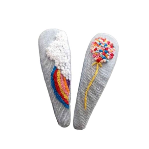 卡子发夹套装 手工刺绣热气球图案