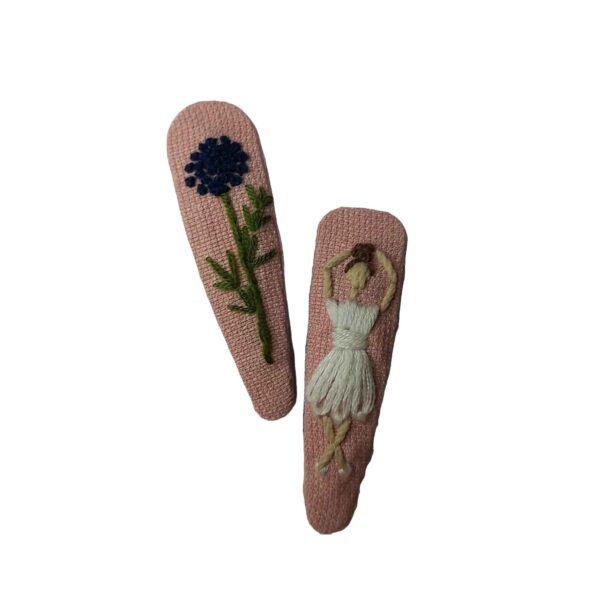 卡子发夹套装 手工刺绣女孩图案