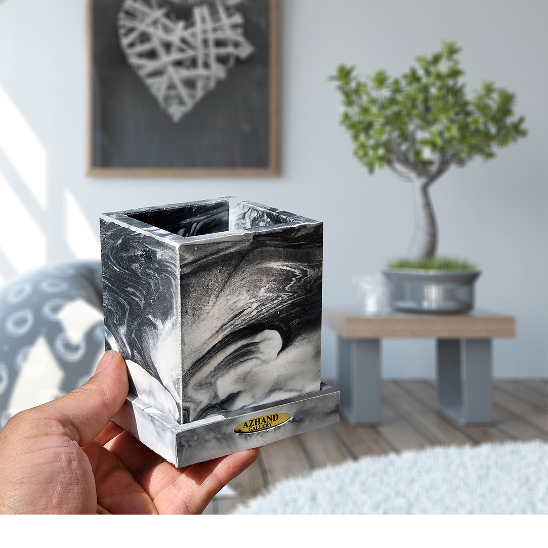 Azhand Aesthetic – 石质笔筒，柔和大理石纹理