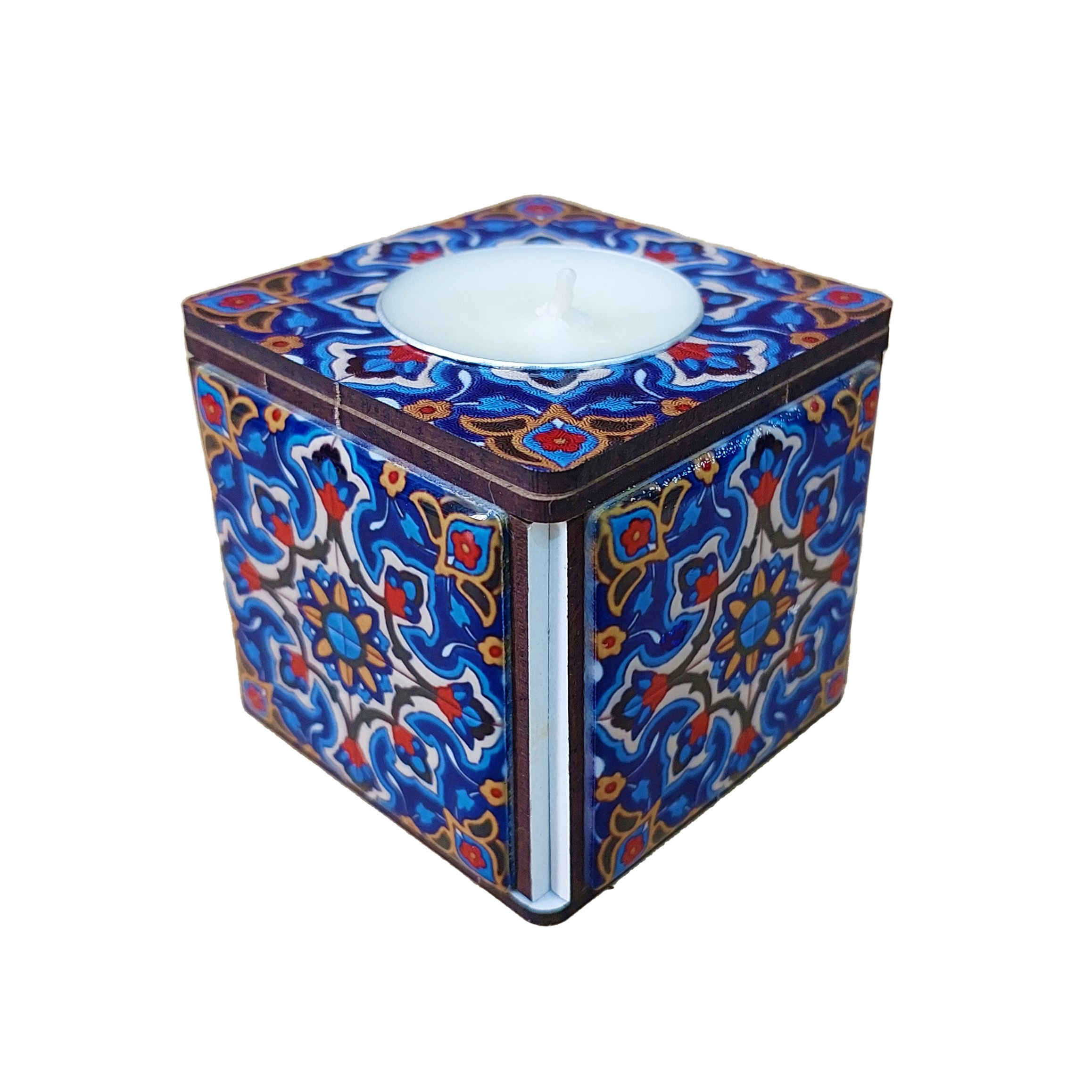 Main image of 波斯木质立方茶蜡烛台 – Yasna 瓷砖款