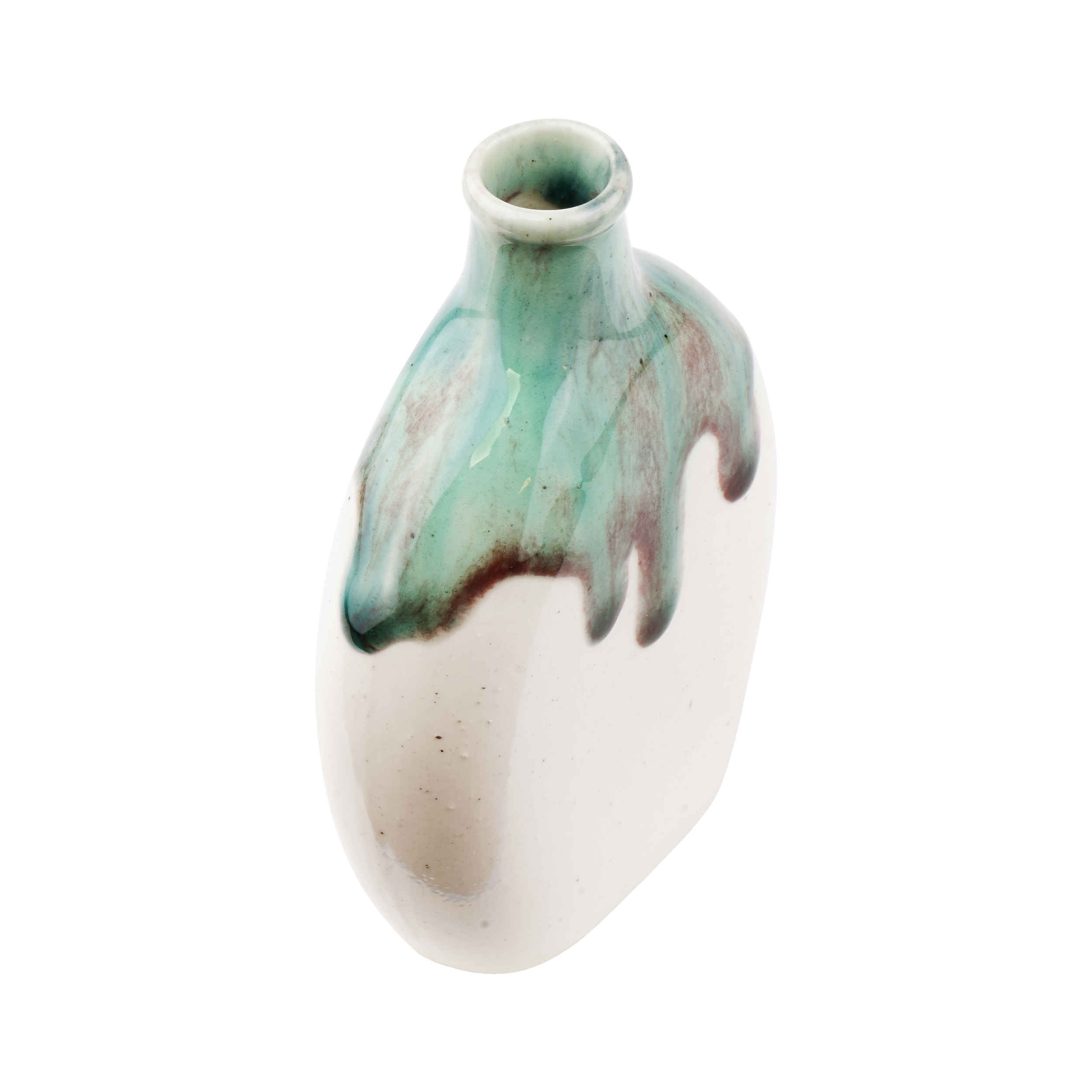 手工装饰单枝陶瓷花瓶 – 蓝色滴釉设计