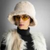 Thumbnail 2: 女士毛绒仿皮草渔夫帽 – 拼接款