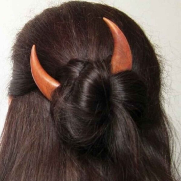 木质发簪 手工制作月亮图案 女士款