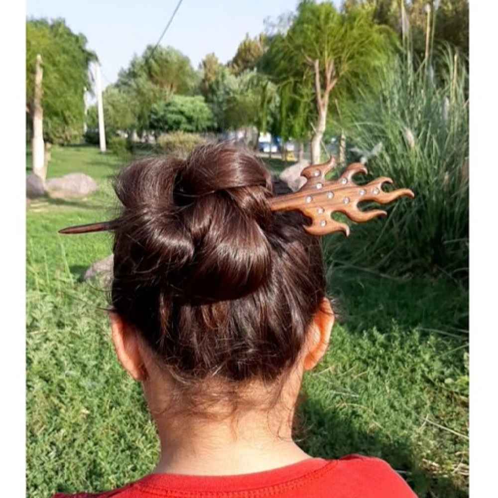 木质簪子（簪饰） 手工制作火焰造型 大号