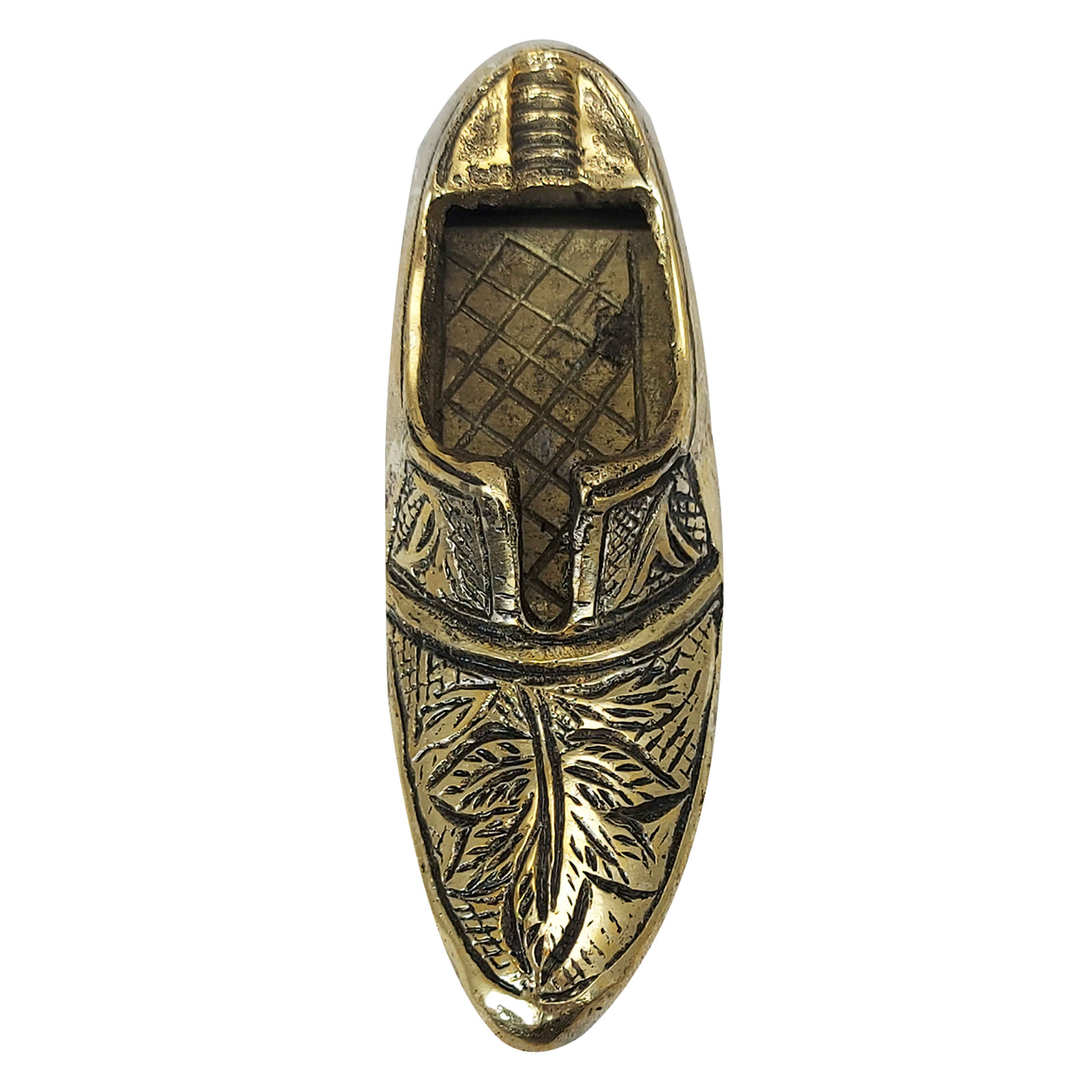 Main image of 手工雕刻黄铜烟灰缸 – 精致鞋形艺术设计