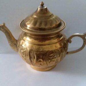 波斯黄铜茶壶 手工制作优雅图案 Art