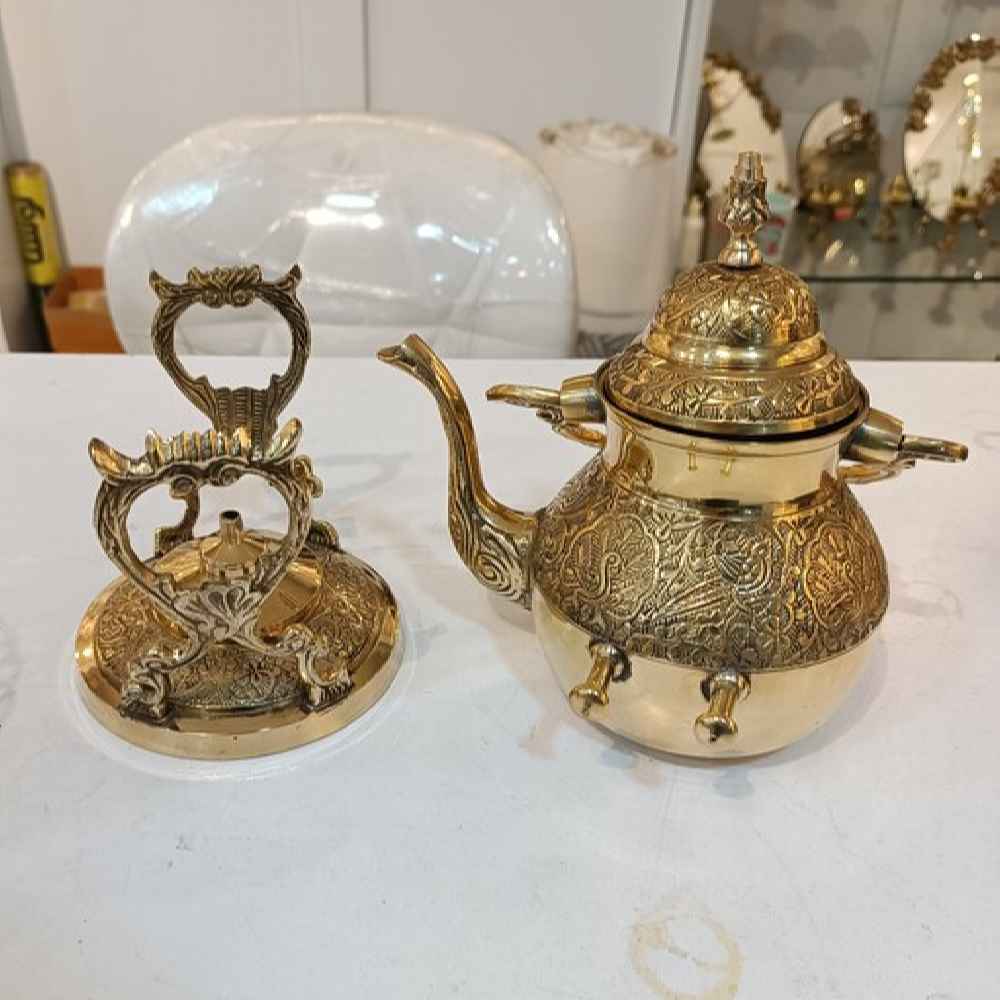 黄铜茶壶 手工雕刻优雅图案 Tala