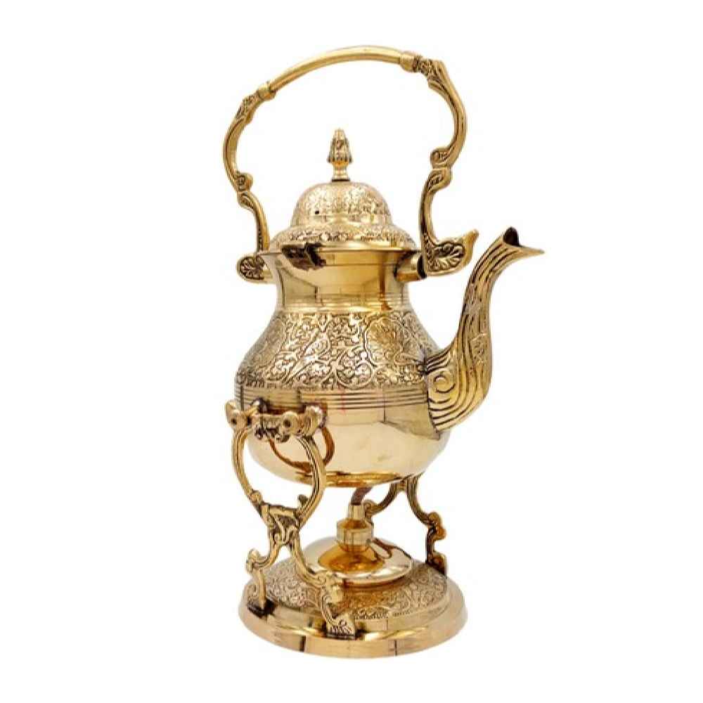 黄铜茶壶 & 保温器 手工雕刻优雅图案