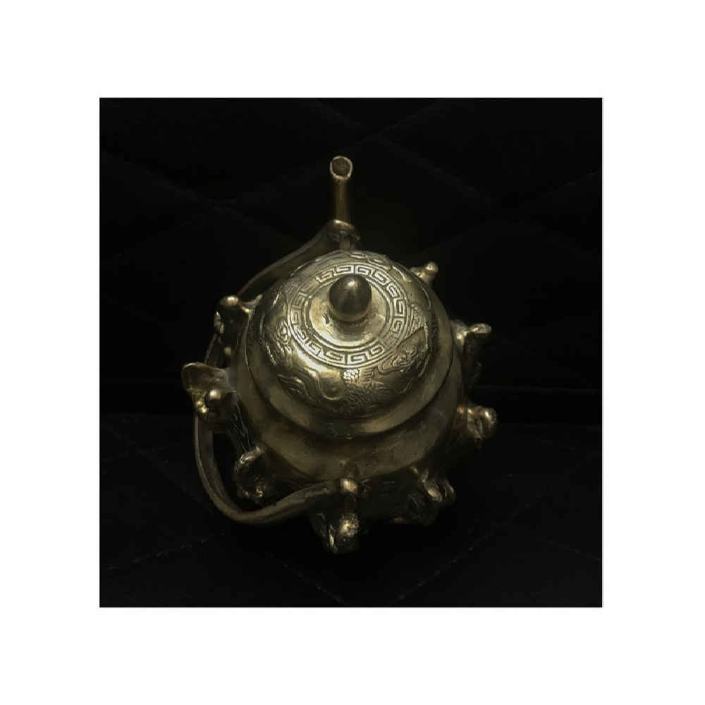 波斯黄铜茶壶 手工制作优雅花卉图案 Gang