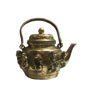 波斯黄铜茶壶 手工制作优雅花卉图案 Gang