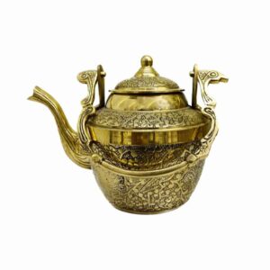 黄铜茶壶 手工制作优雅花卉图案 Peacock