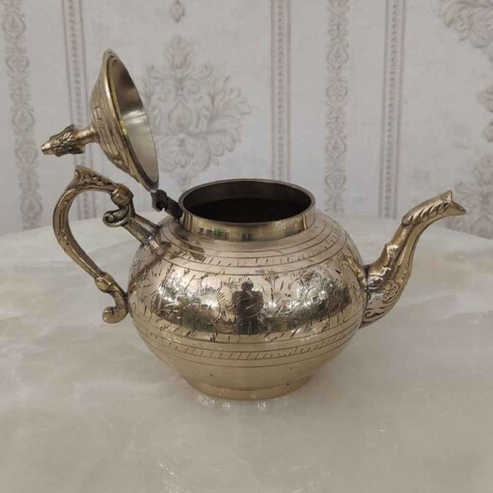 黄铜茶壶 手工雕刻优雅图案 Bahar