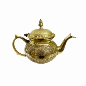 波斯黄铜茶壶 手工制作优雅花卉图案 Lux