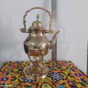 黄铜茶壶 & 保温器 手工雕刻优雅图案 Golden