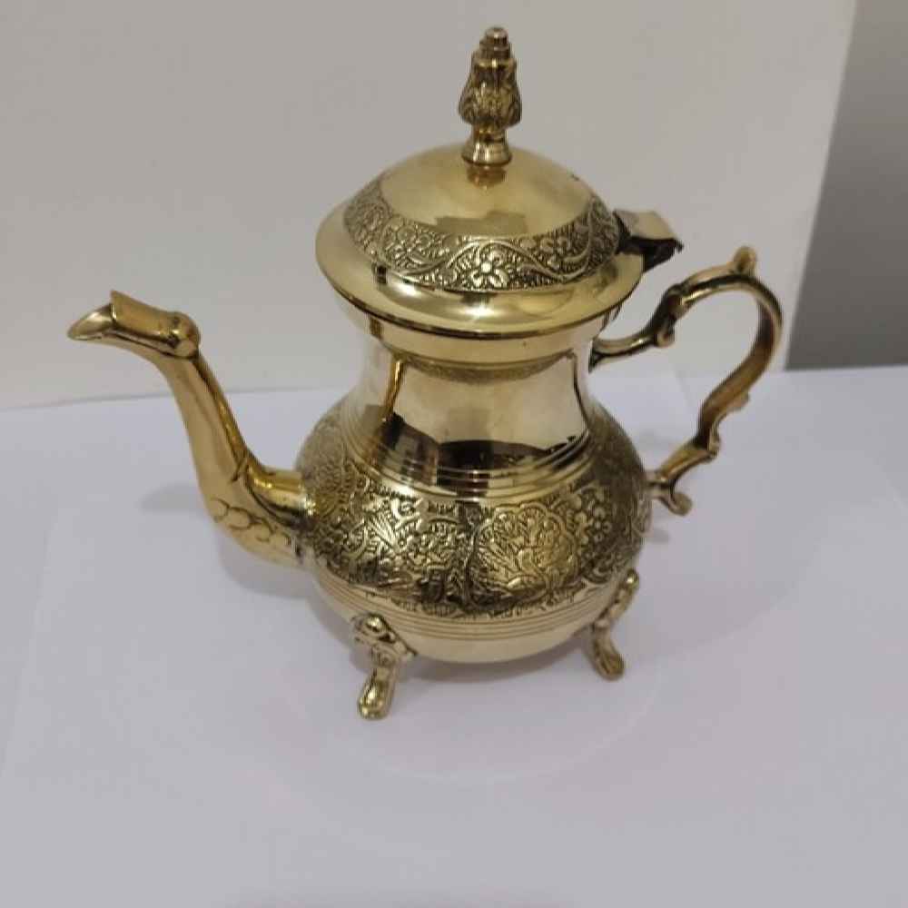 黄铜茶壶 手工雕刻优雅图案 Peacock