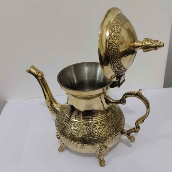 黄铜茶壶 手工雕刻优雅图案 Peacock