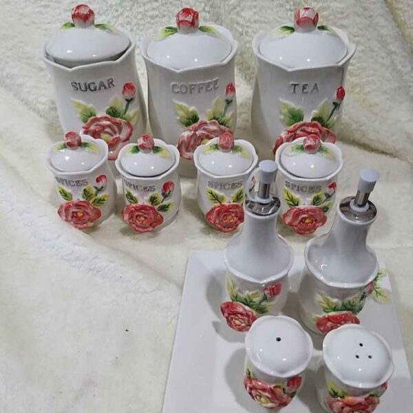 陶瓷收纳罐 – 雕花设计 Gol Barjasteh款，适合咖啡、茶等储存