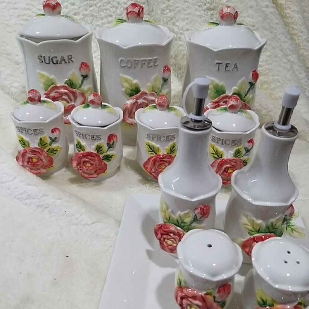 陶瓷收纳罐 – 雕花设计 Gol Barjasteh款,适合咖啡、茶等储存