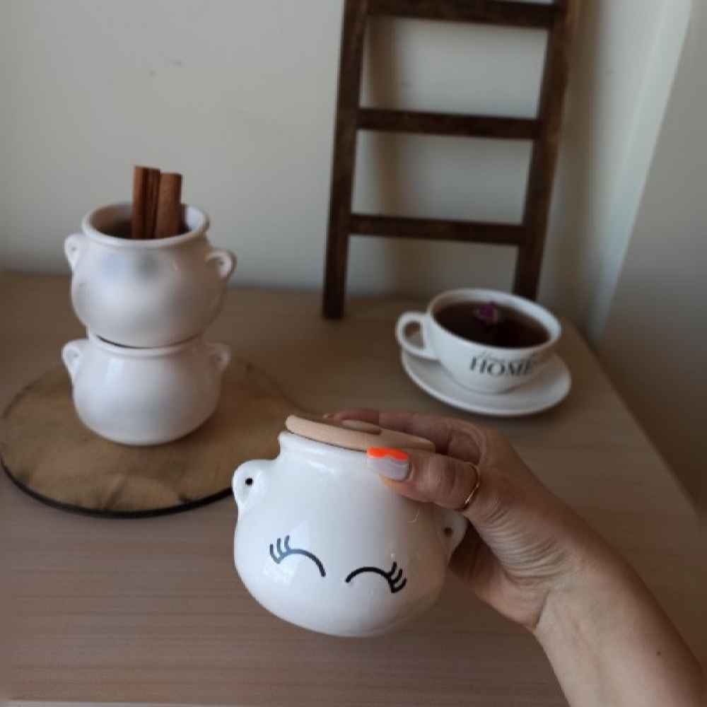 陶瓷糖罐 带盖 艺术风 睫毛图案