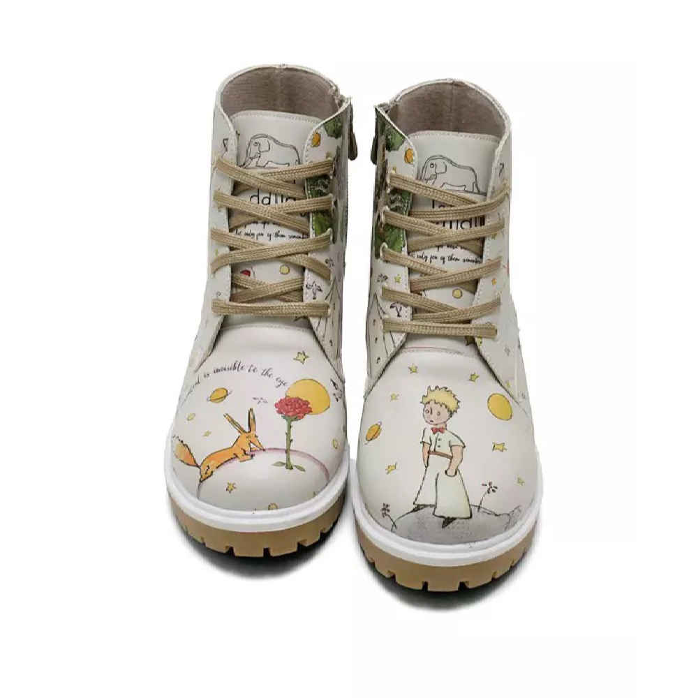 女性涂鸦印花短靴 – 合成皮革