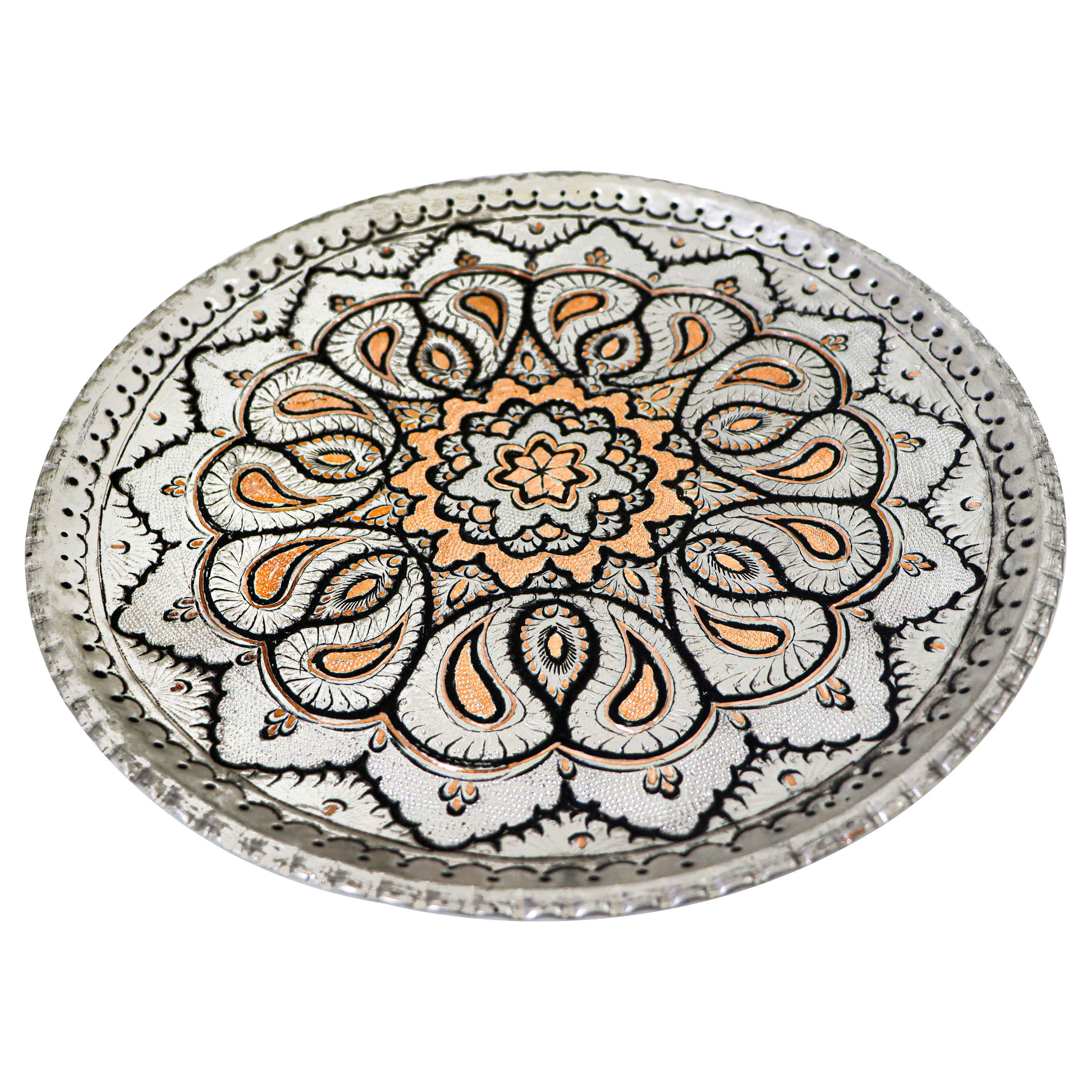 波斯雕刻铜盘 精美图案