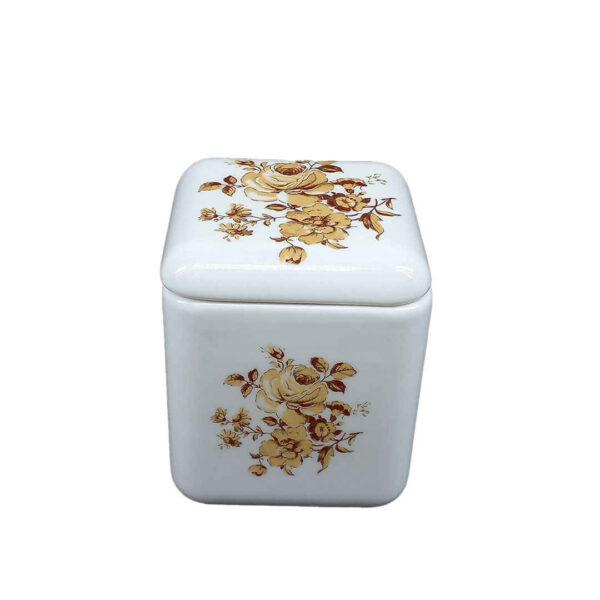 陶瓷糖罐 带盖 艺术风 花卉款