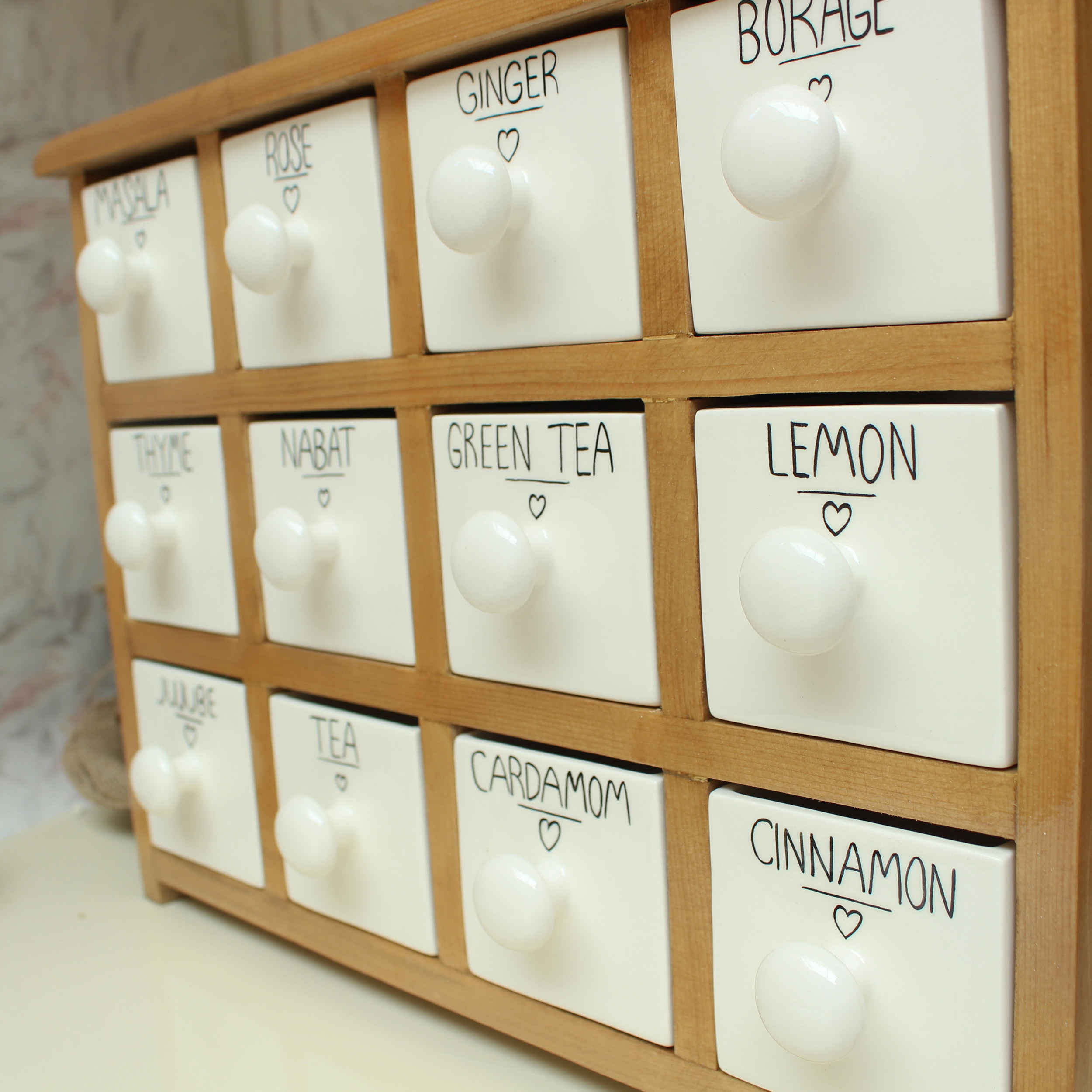 手工制作陶瓷抽屉柜——12格带木质盒