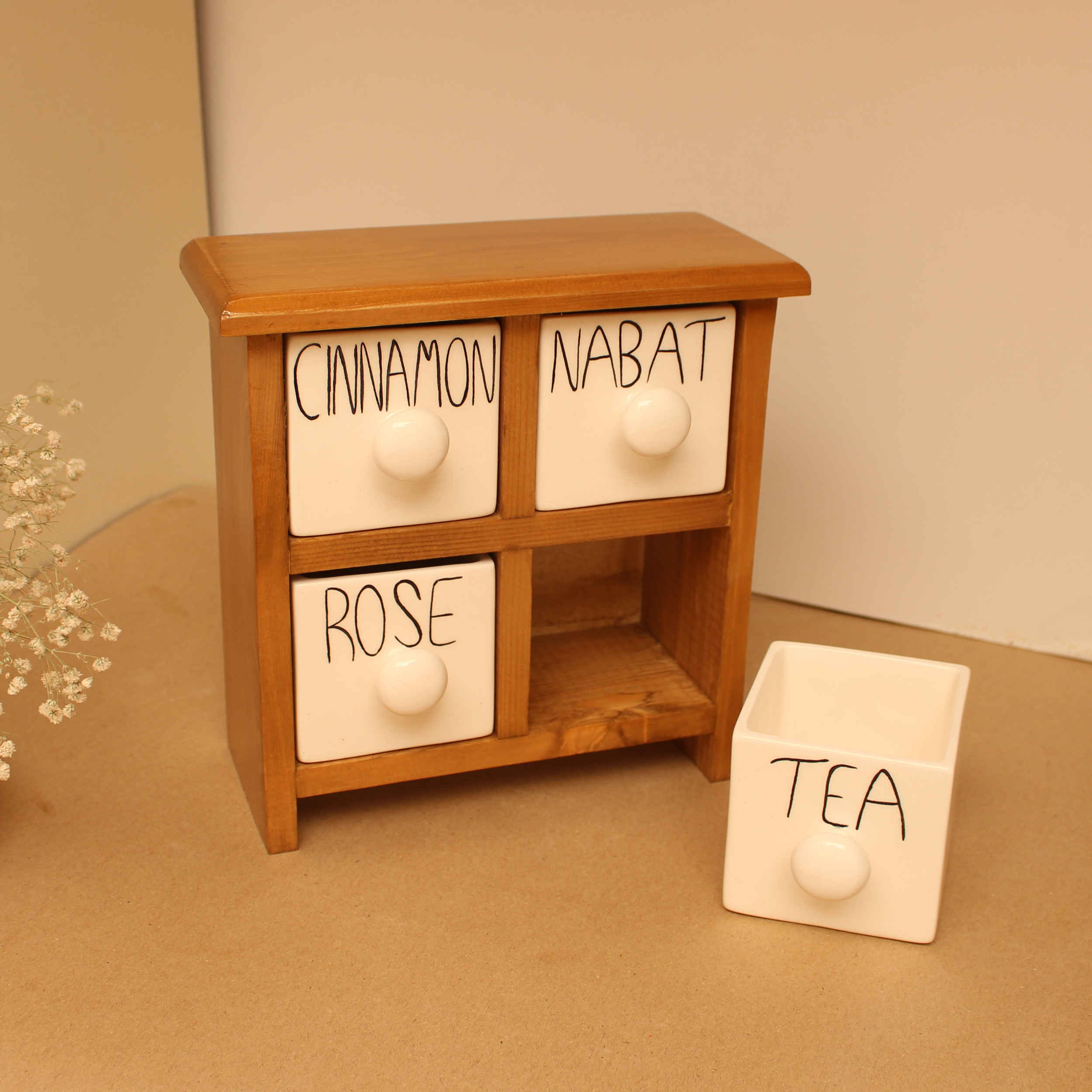 手工制作陶瓷抽屉柜——4格带木质盒