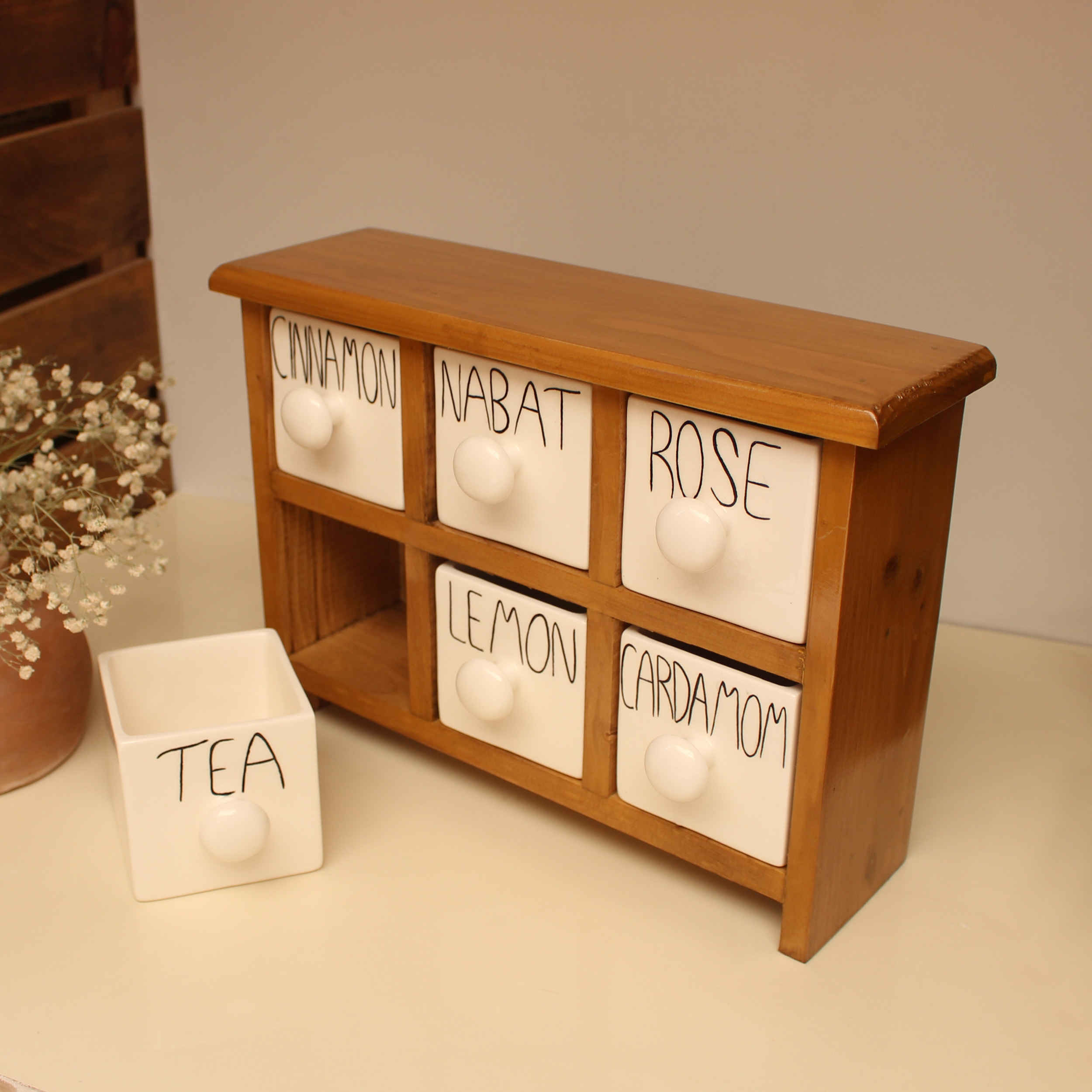 手工制作陶瓷抽屉柜——6格带木质盒