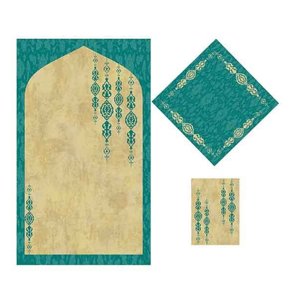 Main image of 伊斯兰祈祷垫——天鹅绒Sajadah轻便，Eslimi图案