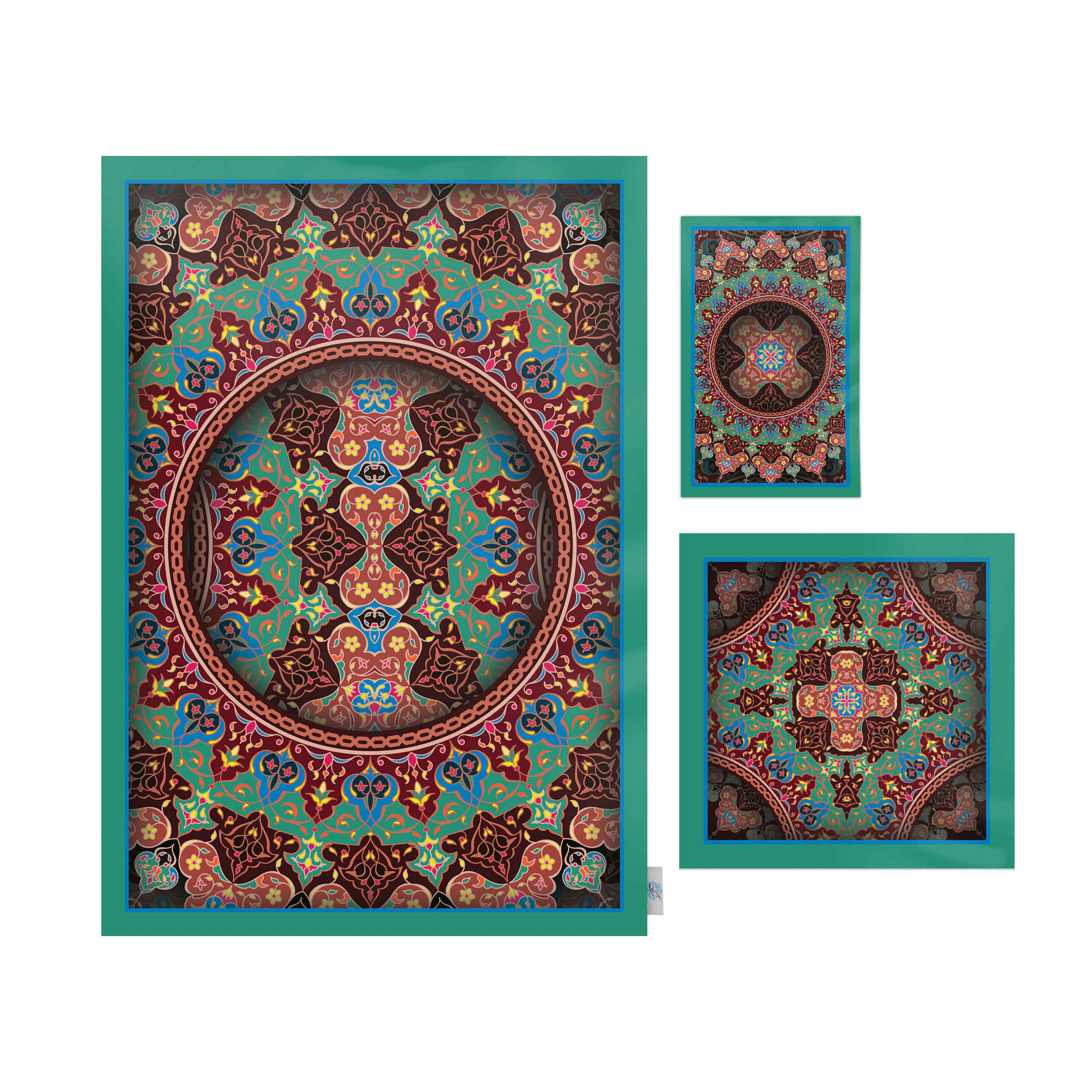 伊斯兰祈祷毯 天鹅绒Sajadah 轻质 伊斯利米图案