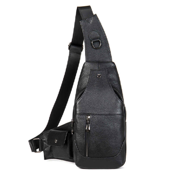 皮革斜挎肩包，带侧袋，男女通用
