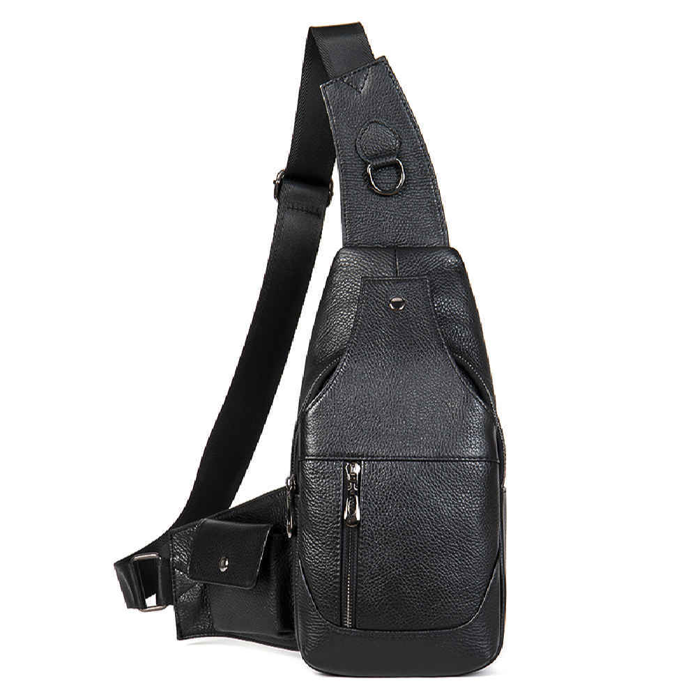 Main image of 皮革斜挎肩包，带侧袋，男女通用