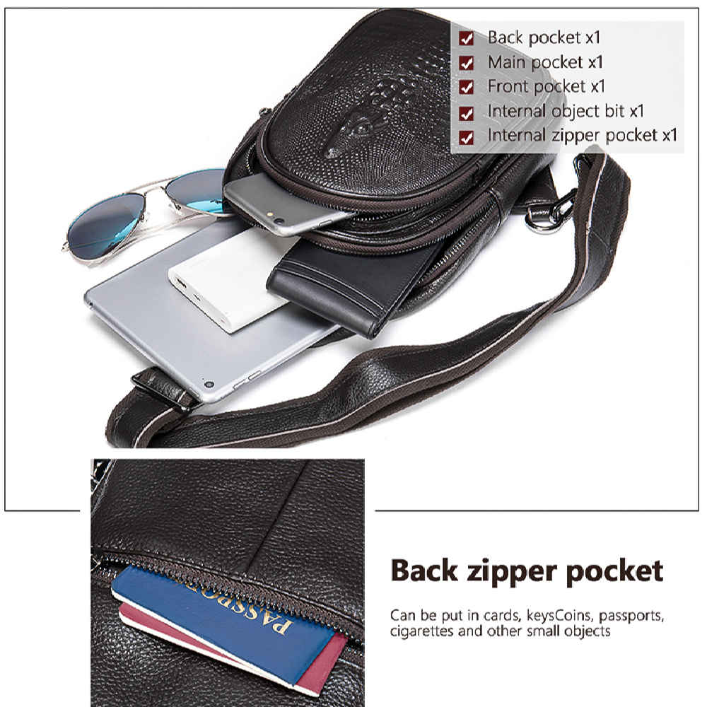 皮革斜挎肩包，涤棉内衬